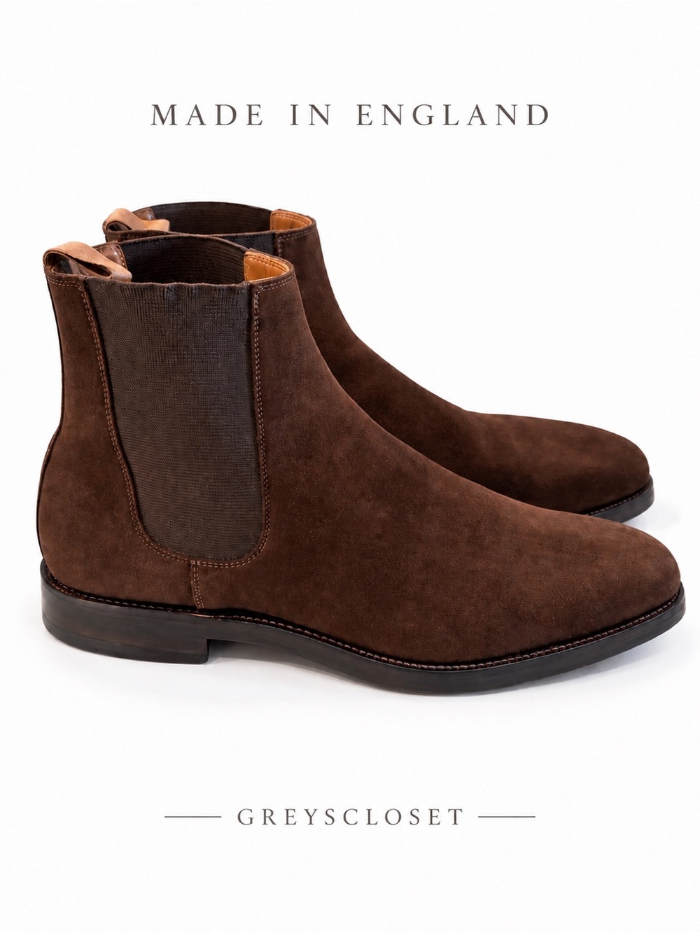 English Men's Brown Suede Chelsea Boots - Classic Slip-On Style / Sz 10D